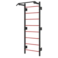 Wyposażenie sportowe i gimnastyczne - Drabinka gimnastyczna metalowa UNDERFIT 228 x 115 cm z drążkiem czerwona - miniaturka - grafika 1