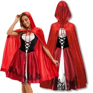 Stroje karnawałowe - Strój Kostium Czerwony Kapturek Sukienka Cosplay Dla Dorosłych Xs/S 158/164 Cm - miniaturka - grafika 1