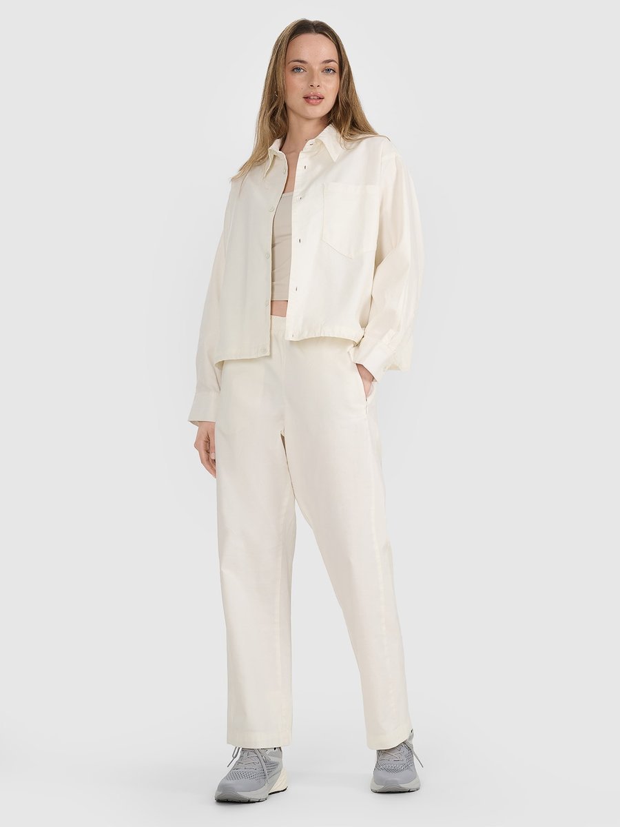 Damskie spodnie tkaninowe 4F 4FRSS25TTROF1448-11S Biały Roz. XL