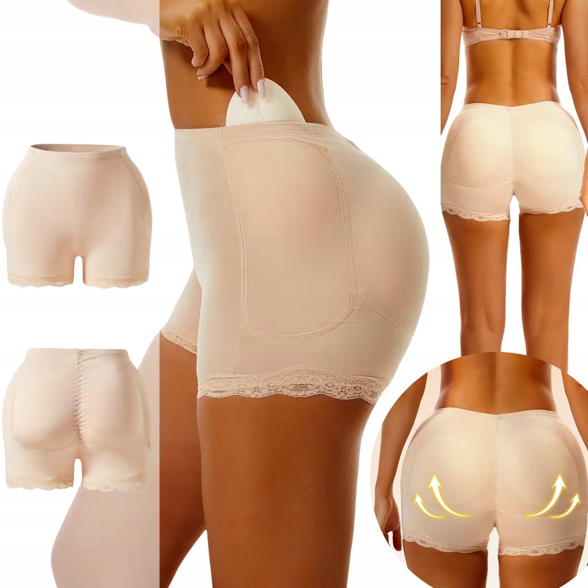 MAJTKI PUSH UP BIELIZNA MODELUJĄCA Z WKŁADKAMI PUPA+ BIODRA ROZM S