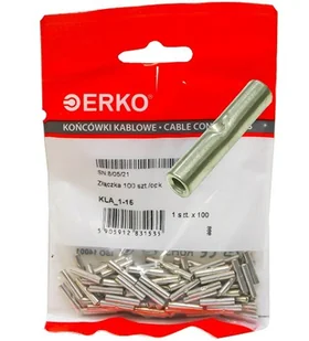Erko Końcówka (tulejka) łącząca Cu KLA 1-15 /100szt./ KLA_1-15/1 - Kostki, złączki, wtyczki - miniaturka - grafika 1