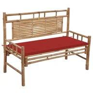 Ławki ogrodowe - vidaXL Ławka ogrodowa z poduszką, 120 cm, bambusowa 3063882 - miniaturka - grafika 1