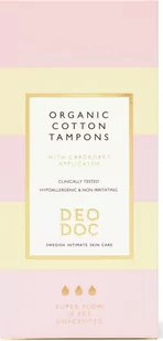 DeoDoc Ekologiska Bomullstamponger med Applikator - Super Flow - Tampony - miniaturka - grafika 1