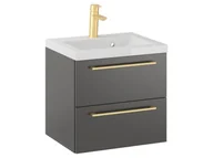 Szafki łazienkowe - Szafka Wisząca Z Umywalką RON 50 cm - Titan Mat - Uchwyty Złote Szczotkowane - miniaturka - grafika 1