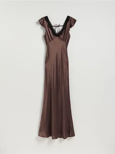 Reserved - Sukienka z wiskozy - brązowy - Sukienki - miniaturka - grafika 1