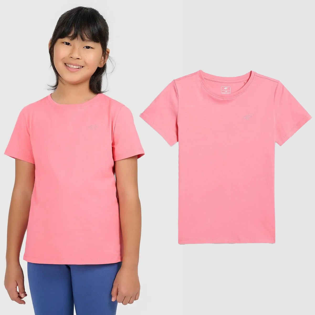 Koszulka Dziewczęca 4F T-shirt Sportowy Regular Koralowa 4FJWSS26TTSHF3003 134