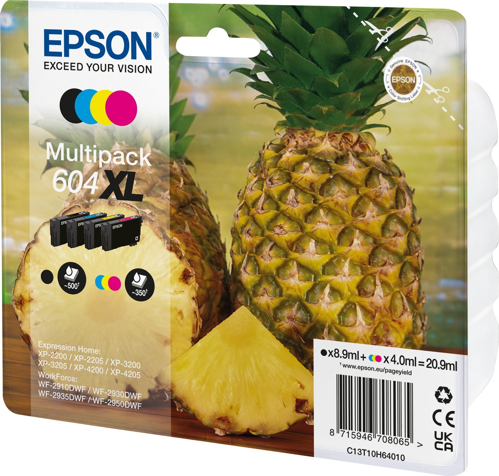 Tusz Epson Epson 604XL Multipack - 4er-Pack - XL - Schwarz, Gelb, Cyan, Magenta - original - Blister mit RF- / akustischem Alarmsignal - Tintenpatrone - fur Expression Home XP-2200, 2205, 3200, 3205, 4200, 4205, WorkForce WF-2910, 2930, 2935, 2950