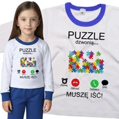 Piżamy dla dziewczynek - Piżama dziecięca Muszę Iść Puzzle Dzwonią 98/104 - VoloDonum - miniaturka - grafika 1