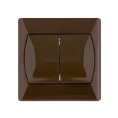 Wyłączniki światła i elektryczne - Ospel Łącznik podwójny schodowy AKCENT brąz - miniaturka - grafika 1