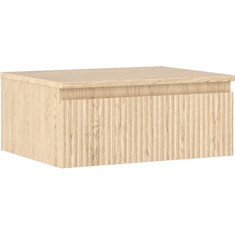 Mexen Rivel szafka łazienkowa podumywalkowa 60 cm z blatem, 1 szuflada, ryflowana , dąb - 91A20-06023-1-BFC81