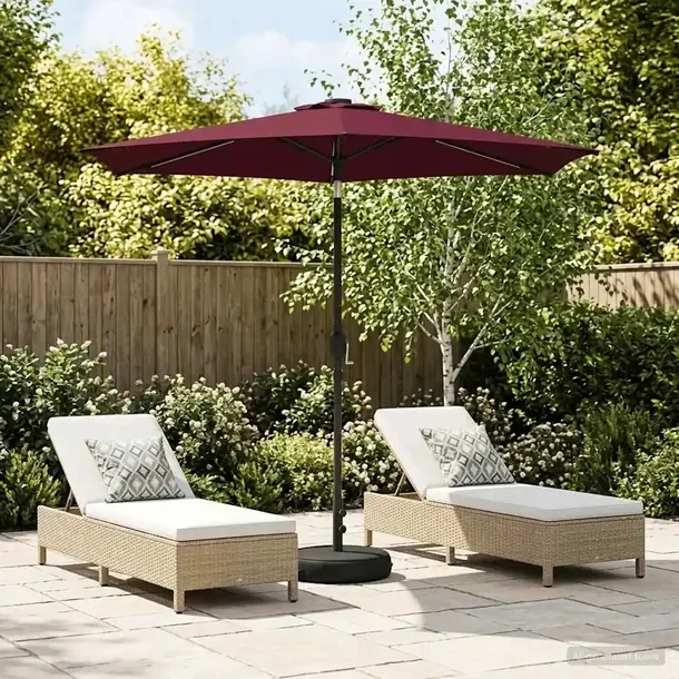 vidaXL Parasol ogrodowy z oświetleniem LED i podstawą 270 x 270 cm