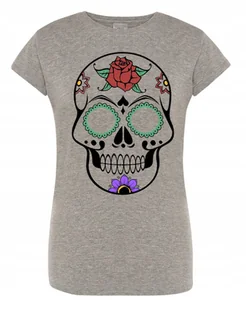 T-Shirt fajny KOLOROWY nadruk CZASZKA r.XXL - Koszulki i topy damskie - miniaturka - grafika 1
