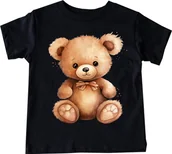 Koszulki dla dziewczynek - CZARNA koszulka z pluszowym misiem na dzień misia misiaczek21 - miniaturka - grafika 1