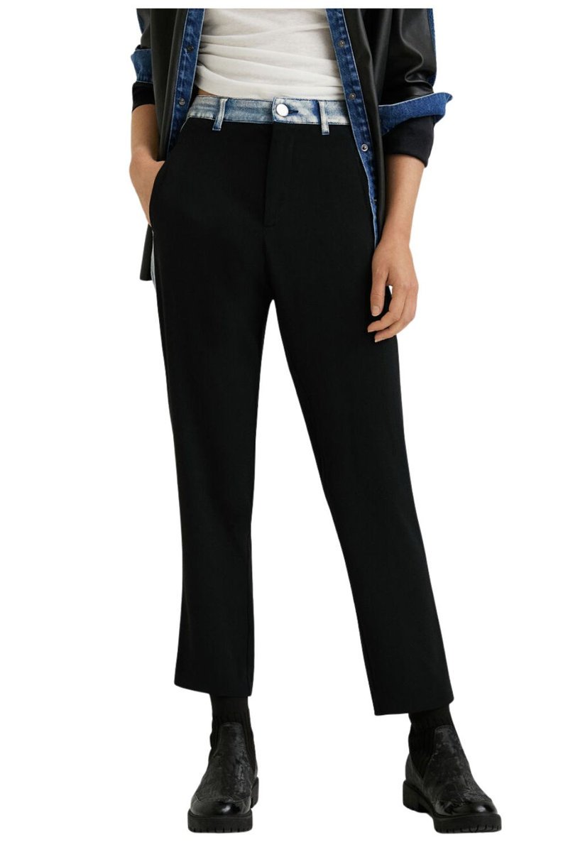 Spodnie damskie Desigual Cameron czarne z denimowym akcentem-S