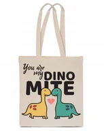 Torby i wózki na zakupy - EKO TORBA Bawełna ecru prezent WALENTYNKI serce DINOZAURY MITE TT_463 - miniaturka - grafika 1