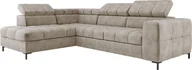Pościel - Nowoczesny narożnik PABLO 279x201 cm, rozkładana sofa z regulowanymi zagłówkami, pojemnik na pościel, solidne metalowe nóżki, wysokiej jakości tkanina CLOUD w różnych kolorach lewy układ, kolor BEIGE - miniaturka - grafika 1