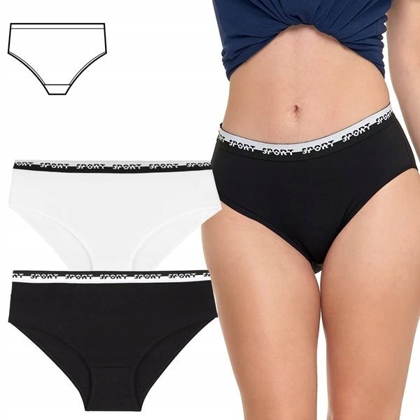 2X FIGI MAJTKI DAMSKIE Z GUMKĄ SPORT BAWEŁNIANE KOMFORTOWE MORAJ M