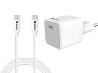 Ładowarki do telefonów - Sandberg USB-C AC Charger +USB-C<gt/>C - miniaturka - grafika 1