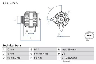 BOSCH Alternator 0 986 081 160 - Alternatory - miniaturka - grafika 1