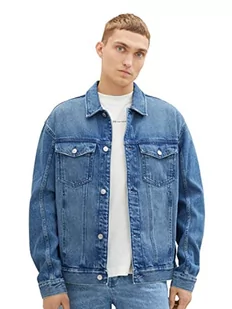 TOM TAILOR Denim Męska kurtka dżinsowa o swobodnym kroju z naszywanymi kieszeniami na piersi, 10119-Znoszony dżins w kolorze średniego kamiennego błękitu, XL - Kurtki męskie - miniaturka - grafika 1