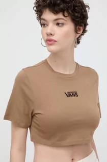 Koszulki sportowe damskie - Vans t-shirt bawełniany damski kolor brązowy - grafika 1