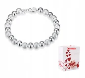 Bransoletki - Bransoletka Damska Srebrna Łańcuszki Kuleczki Kulki Gładkie Oszronione - miniaturka - grafika 1