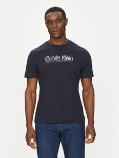 Calvin Klein T-Shirt Double Logo K10K114149 Granatowy Regular Fit - Koszulki męskie - miniaturka - grafika 1
