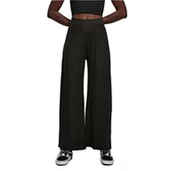 Spodnie damskie - Urban Classics Damskie spodnie damskie, prążkowane, dżersej, szerokie nogawki, spodnie materiałowe z szeroką nogawką dla kobiet, w 2 kolorach, rozmiary XS - 5XL, czarny, 4XL - miniaturka - grafika 1