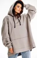 Kurtki i kamizelki sportowe damskie - Bluza damska oversize z naszywką szara M332, Kolor szary, Rozmiar uniwersalny, Infinite You - Primodo.com - miniaturka - grafika 1
