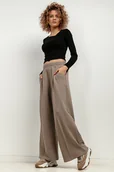 Spodnie sportowe damskie - Szerokie spodnie z kantem, T413, cappuccino - miniaturka - grafika 1