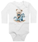 Body dla niemowląt - Body dziecięce Pluszowy Misio Na Niebieskim Koniku Na Biegunach 62/68 - miniaturka - grafika 1