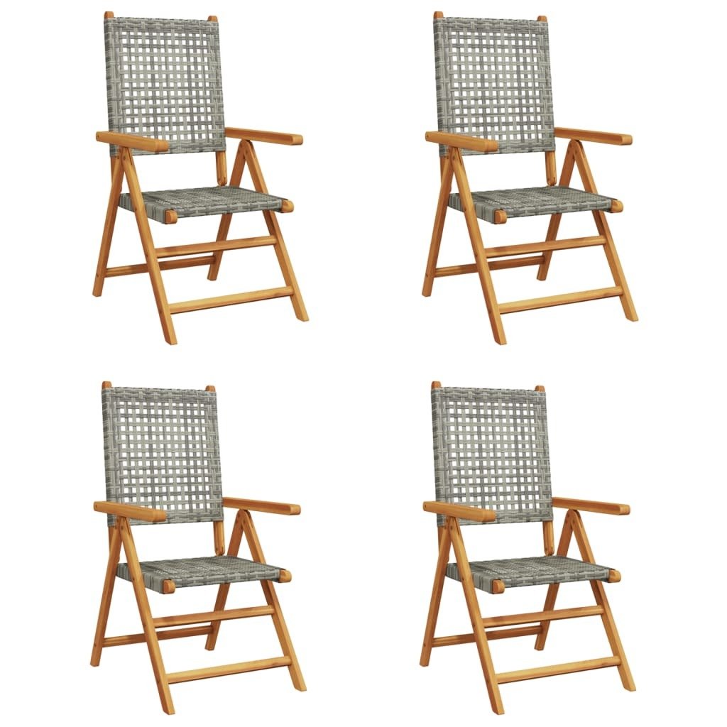 vidaXL Regulowany fotel ogrodowy 4 szt. Szary polirattan, lite drewno