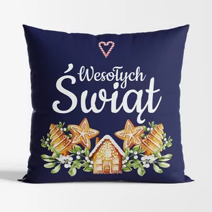 Poduszka Dekoracyjna Pierniki Granatowy/Brązowy 40X40 Cm - Poduszki dekoracyjne - miniaturka - grafika 1