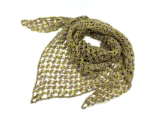 Chusta apaszka na szydełku dwukolorowa fiolet z oliwką - Apaszki i szaliki damskie - miniaturka - grafika 1