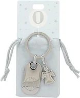 Koszulki i topy damskie - Depesche 11800-018 Srebrny brelok do kluczy z literą O i aniołem stróżem, stop cynku, w zestawie z kolorowym aksamitnym etui - miniaturka - grafika 1