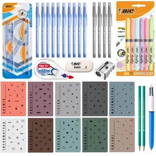 MEGA zestaw wyprawka szkolna do klas 7-8 i liceum, BIC, XXL 39 elementów w tym 10 zeszytów przedmiotowych - Zeszyty szkolne - miniaturka - grafika 1