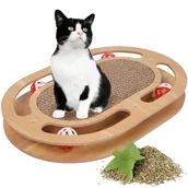 Drapaki dla kotów - Drapak dla kota, zabawka, piłeczki, tekturowy, owalny, 41x27x5 cm - miniaturka - grafika 1