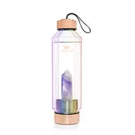 Butelki termiczne - Szklana butelka na wodę z ametystem HEXAGON 650ml - hologram - miniaturka - grafika 1