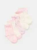 Skarpetki dla dzieci - Sinsay - Skarpetki niemowlęce z falbanką i kokardą 5 pack - różowy - miniaturka - grafika 1