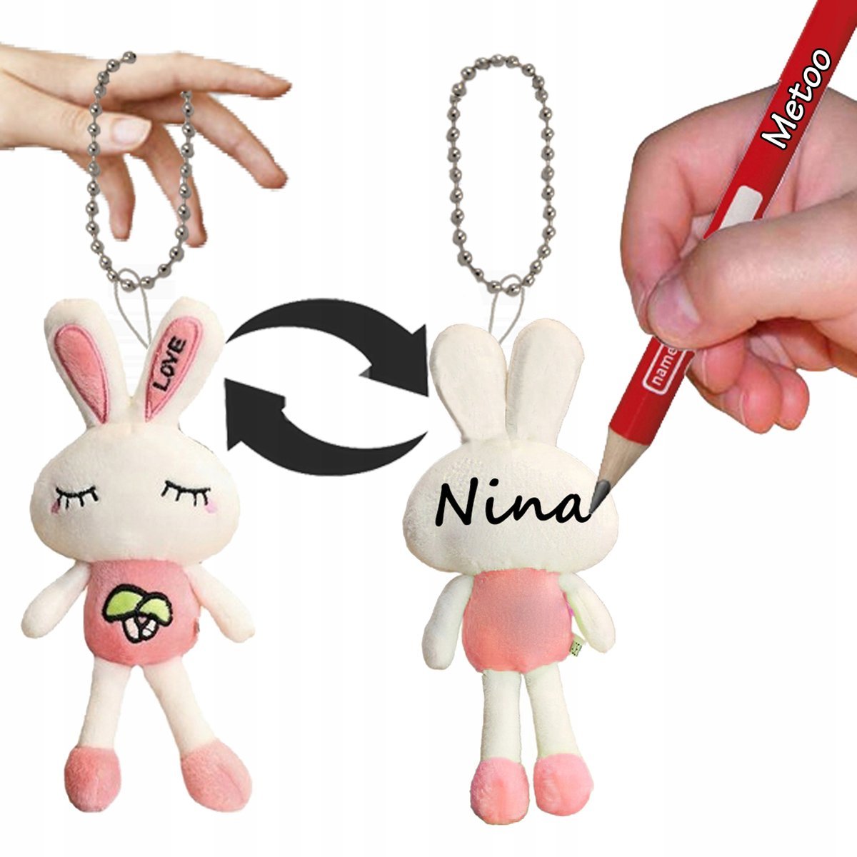 BRELOCZEK ZAWIESZKA do kluczy plecaka Metoo KRÓLICZEK 20cm plecak maskotka