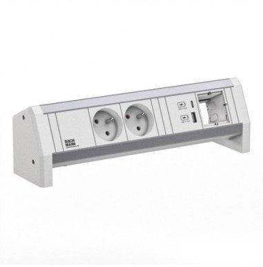 BACHMANN DESK 2xUTE 1xUSB A/C 22W 1xCM GST18 RAL9010
