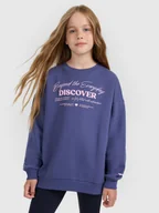 Bluzy dla dziewczynek - 4F Bluza dresowa oversize nierozpinana bez kaptura dziewczęca - niebieska 122 (6-7 lat) - miniaturka - grafika 1