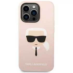 Karl Lagerfeld Obudowa dla telefonów komórkowych Liquid Silicone Karl Head na Apple iPhone 14 Pro KLHCP14LSLKHLP Różowy - Etui i futerały do telefonów - miniaturka - grafika 1