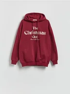 Bluzy damskie - Reserved - Bluza ze świątcznym napisem - bordowy - miniaturka - grafika 1
