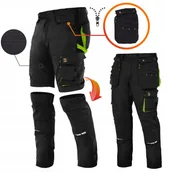 Odzież robocza - SPODNIE ROBOCZE monterskie męskie 2w1 KRÓTKIE SPODENKI odpinane czarne - miniaturka - grafika 1