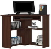 Biurka dla dzieci - Narożne małe biurko biurowe z półkami pod komputer wenge P0-T64 - miniaturka - grafika 1