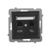 Gniazdka elektryczne - Ospel Gniazdo telefoniczno - komputerowe SONATA czarny - miniaturka - grafika 1