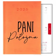 Notesy i bloczki - KALENDARZ PLANER POMARAŃCZOWY TERMINARZ A5 2025 PREZENT DLA PANI POŁOŻNA WZ - miniaturka - grafika 1