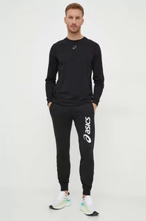 Spodnie męskie - Asics spodnie dresowe kolor czarny z nadrukiem - grafika 1