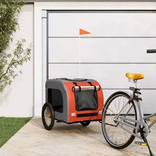 Przyczepka rowerowa dla psa, pomarańczowo-szara, tkanina Oxford Lumarko! - Sprzęt podróżny i transportery dla psów - miniaturka - grafika 1